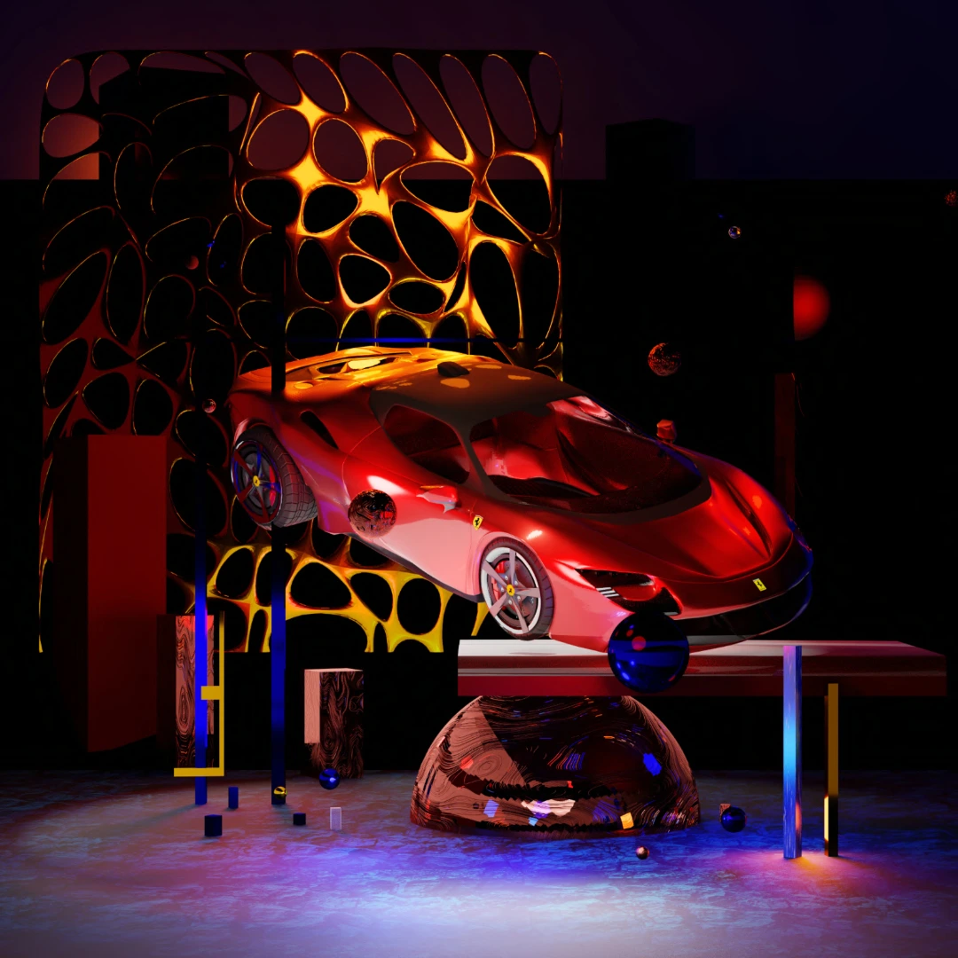 Ferrari - Le auto che hanno fatto la storia project cover: Ferrari SF90 Stradale 3D composition