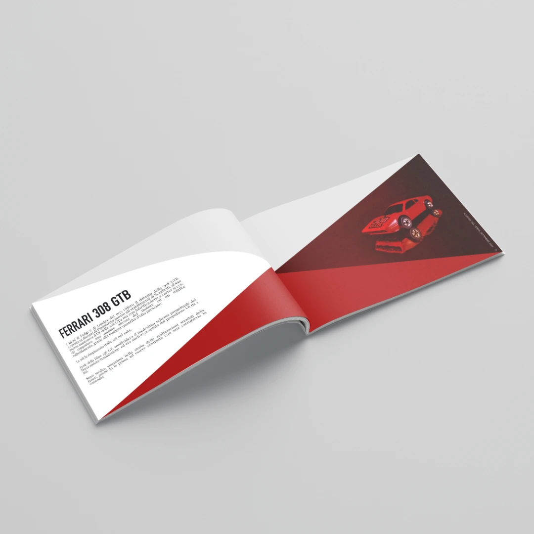 Illusioni nel tempo project cover: Ferrari 308 GTB magazine mockup