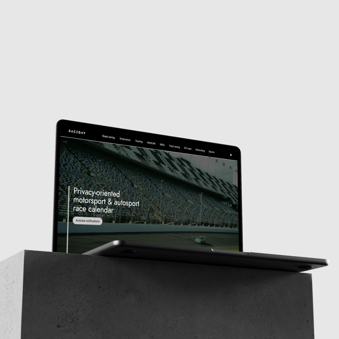 Raceday project cover: computer mockup